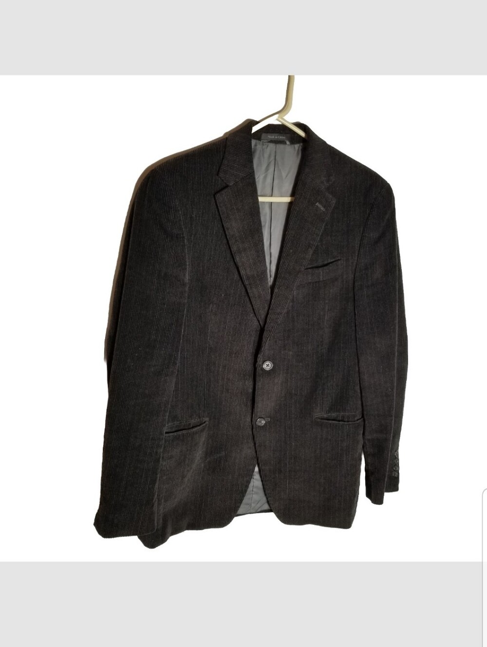 Chaps Corduroy Blazer Men's 32R Charcoal Black 100% Cotton Two Button Sport Coat